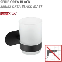 Turbo-Loc Edelstahl Zahnputzbecherhalter Uno Orea Black Matt Zahnbürstenhalter Befestigen ohne bohren*Wenko