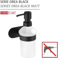 Wenko Turbo-Loc Edelstahl Seifenspender Orea Black Matt Flüssigseifen-Spender Befestigen ohne bohren ca 200 ml