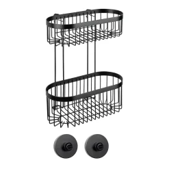 Wenko Wandregal 2 Etagen Classic Plus Black mit Vacuum-Loc Adapter Befestigen ohne bohren