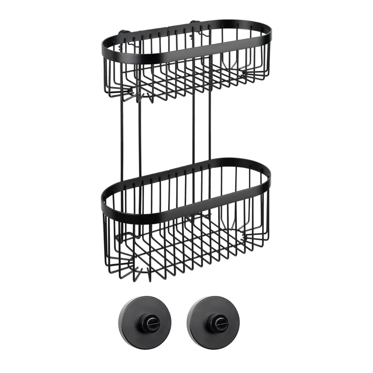 Wenko Wandregal 2 Etagen Classic Plus Black mit Vacuum-Loc Adapter Befestigen ohne bohren