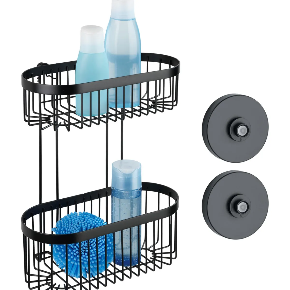 Wenko Wandregal 2 Etagen Classic Plus Black mit Vacuum-Loc Adapter Befestigen ohne bohren