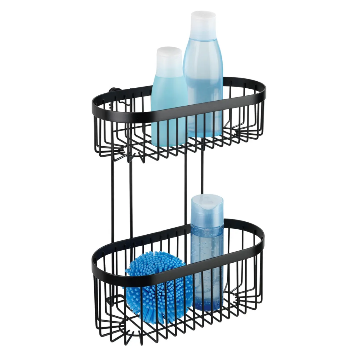 Wenko Wandregal 2 Etagen Classic Plus Black mit Vacuum-Loc Adapter Befestigen ohne bohren