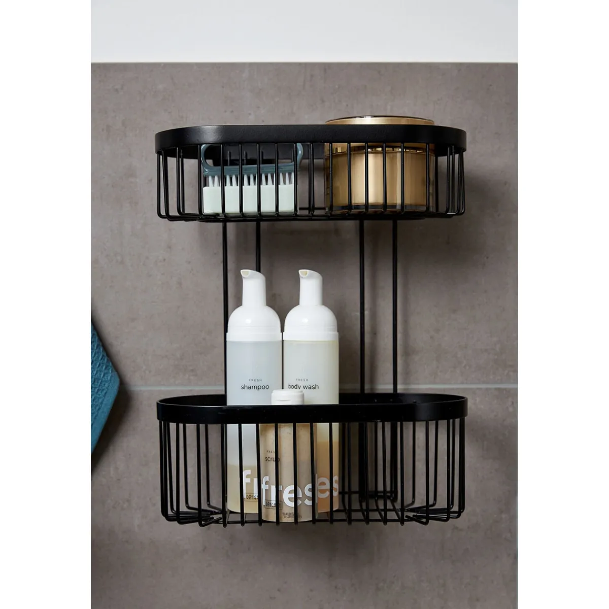 Wenko Wandregal 2 Etagen Classic Plus Black mit Vacuum-Loc Adapter Befestigen ohne bohren