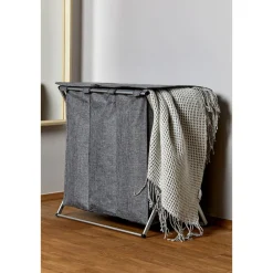 Wäschesammler Trio Top Grau meliert Wäschekorb 118 l*Wenko Online