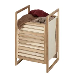 Wenko Wäschetruhe Acina Wäschesammler FSC mit Wäschesack und Deckel