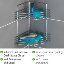Eckwandablage Milano mit 2 Etagen chrom^Wenko Discount