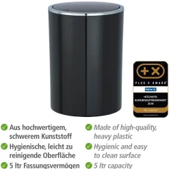 Schwingdeckeleimer Inca schwarz 5 L*Wenko Discount
