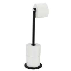 Stand Toilettenpapierhalter 2 in 1 schwarz^Wenko
