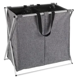 Wenko Wäschesammler Duo grau meliert 120 l