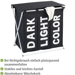 Wenko Wäschesammler Trio schwarz 118 l