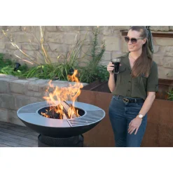 Westmann Feuerschale Feuerstelle inkl. Grillrost 75x75x94cm Schwarz