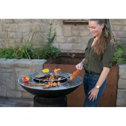 Westmann Feuerschale Feuerstelle inkl. Grillrost 75x75x94cm Schwarz