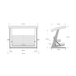 Westmann Hollywoodschaukel Viva 2400 115x237x175cm Anthrazit