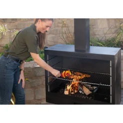 Terrassenofen Gartenkamin inkl. Grillrost 50x90x160cm Schwarz*Westmann Discount