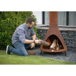 Terrassenofen Gartenkamin inkl. Rauchablass 70x70x160cm Rost^Westmann Outlet