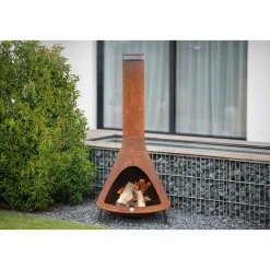 Terrassenofen Gartenkamin inkl. Rauchablass 70x70x160cm Rost^Westmann Outlet