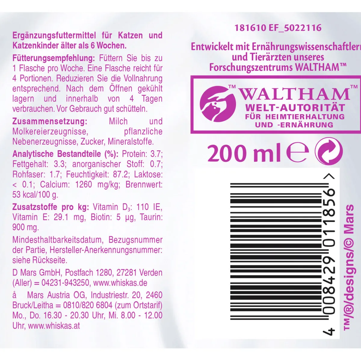 Whiskas Katzenmilch 200 ml