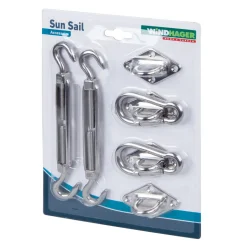 Befestigungsset für Sonnensegel 2 x Spannanker 2 x Karabinerhaken 4 x Halteösen Edelstahl*Windhager Online