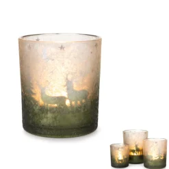 Windlicht Winter 8,8x10cm grün silber* Online