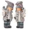 Winterkind mit Laterne 52cm grau blau* Online