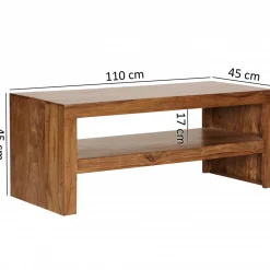 Wohnling Couchtisch „Durban“ 110x45 cm, Sheesham