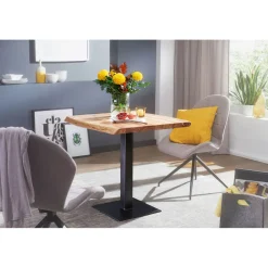 Esstisch „Baumkante“, 80x75x75 cm, Akazie Massivholz*Wohnling New