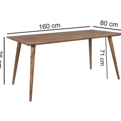 Wohnling Esszimmertisch Repa Massivholz 160 x 80 x 76 cm
