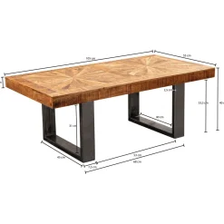 Wohnling Moderner Couchtisch Mango Massivholz 105 x 40 x 55 cm
