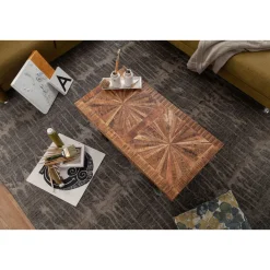 Wohnling Moderner Couchtisch Mango Massivholz 105 x 40 x 55 cm