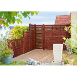 Zaunserie Aalborg Grundelement 180 x 180 cm Fichte tabak lasiert